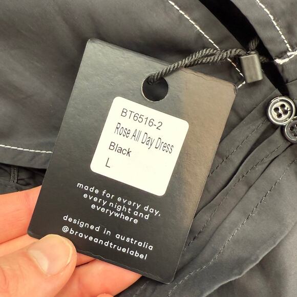 NWT Brave + True Women's Rose All Day Dress Halter Black Flowy Sleeveless - Picture 4 of 16